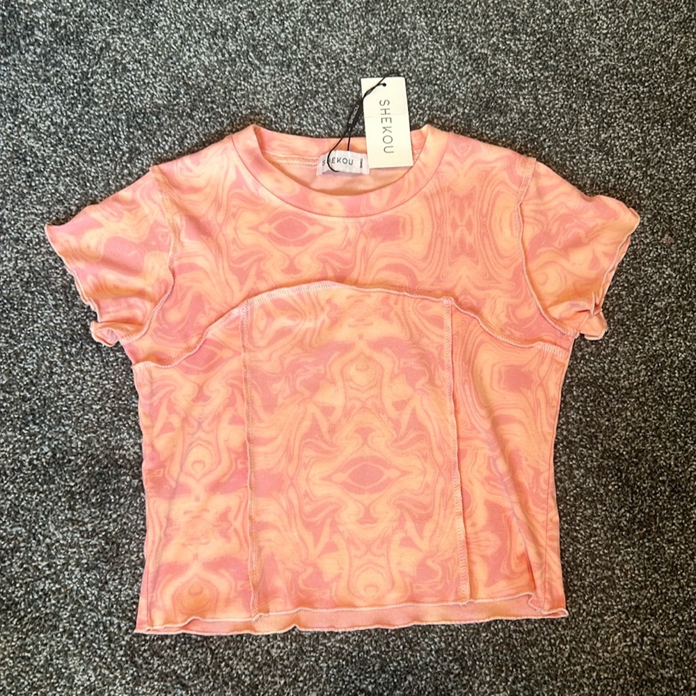 shekou swirl pink crop top small